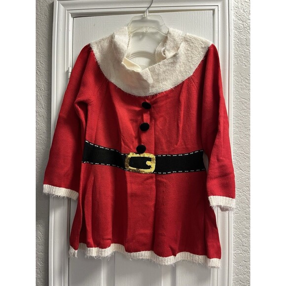 HOLIDAY TIME Red Christmas Sexy Santa Sweater Dress L For G & PL - Picture 2 of 4